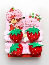 NEW Strawberry Shortcake 3D Strawberries 2pc Spa Style Pink Plush Headband Set