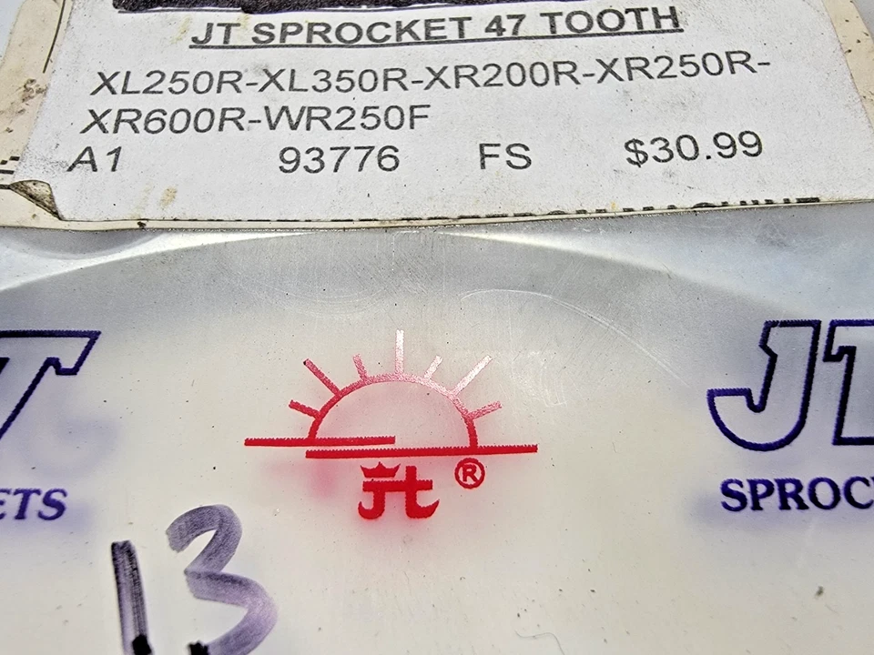 Roda dentada traseira 47T JT 1986-2002 Honda XR200 XR600 XR350 XL500 XR250 JTR245/2.47 - Imagem 2 de 4
