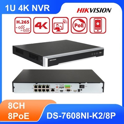HIKVISION Original 4K 8CH NVR 8MP DS-7608NI-K2/8P CCTV Security Network Recorder