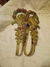 Vintage Curtain Tie Backs Holders Marked S76 Flowers Ornate 