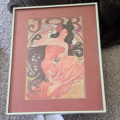 Alphonse Mucha ''Job'' cigarette Poster  Picture Framed Art Nouveau Decor