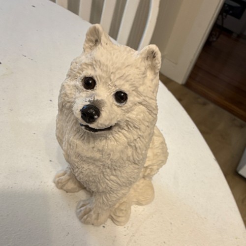 Samoyed Dog Figurine Collectible White Sculpture