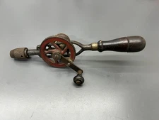 (T) VINTAGE ANTIQUE MILLERS FALLS NO. 1 EGG BEATER HAND DRILL ALL ORIG - USA