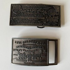 Vintage Levi's Belt Buckle Set  1975 Bergamot Brass  Two Horse  OS