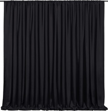 Black Backdrop Curtains 2 Panels 5Ft X 10Ft Polyester Photo Backdrop Drapes for