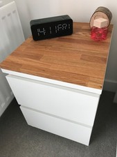 Massivholz EICHE Blockholzplatte Abdeckplatte für Ikea Malm Nachttisch 2 Schubladen