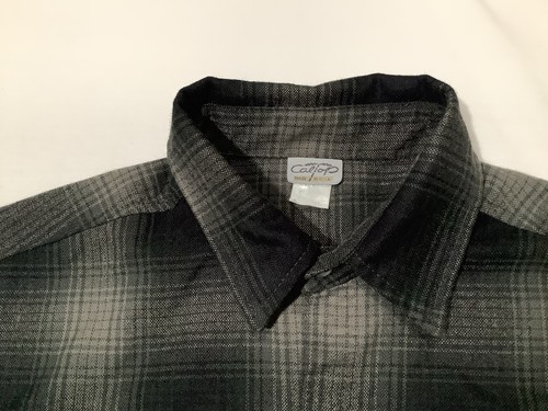 Caltop Shirt Mens Size Large Black Gray Plaid Short Sleeve Button Up Made in USA - Picture 4 of 8