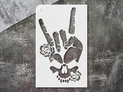 Skeleton Punk Halloween Wall Art Stencil for Spooky Decor - StencilAir