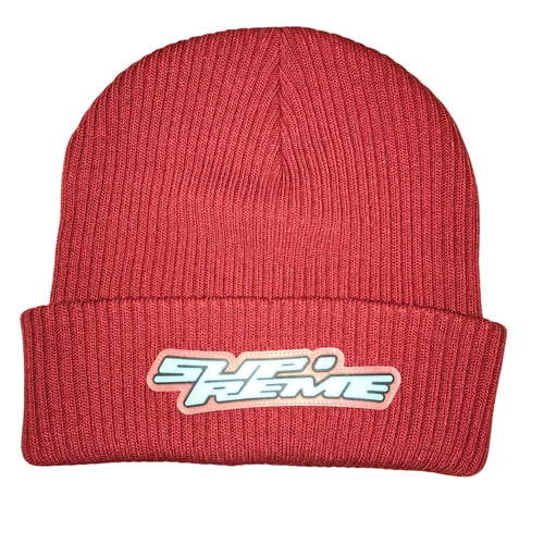 Bonnet rouge patch logo surélevé suprême taille unique