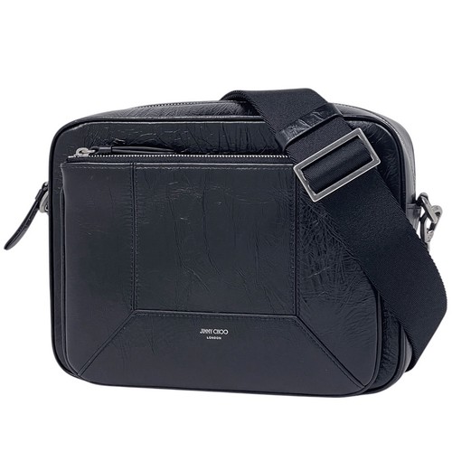 Jimmy Choo Diamond Camera Pouch Shoulder Bag leather Black Women