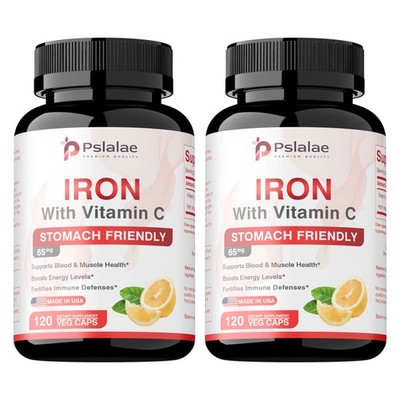 Iron with Vitamin C Capsules 240pcs-Max Absorption,Promote Hemoglobin Production