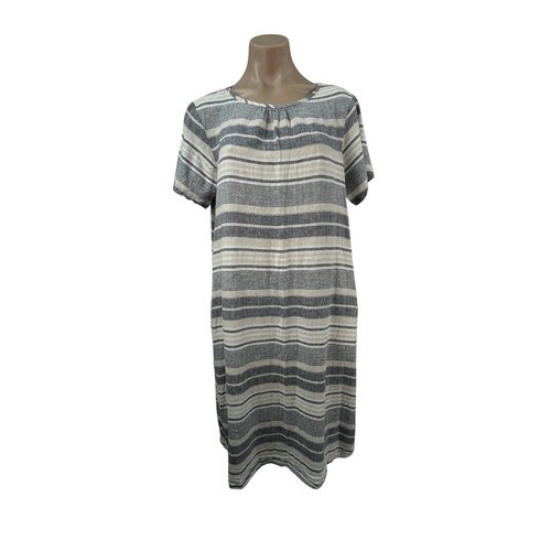 OVS Relaxed Shift Dress Size 44 AU 12 Linen Blend Striped Work Casual Weekend