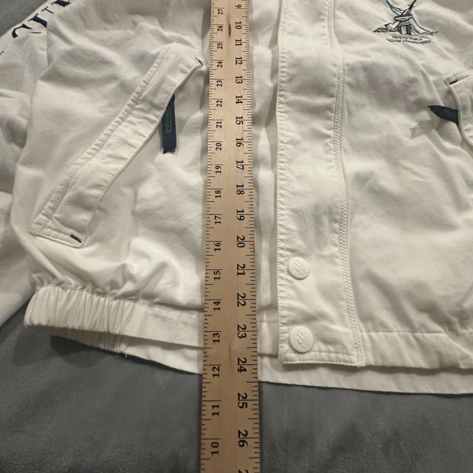 Vintage 90s Nautica Jacket Mens Medium Sailing World Champion Cup MCMXCI White image 3