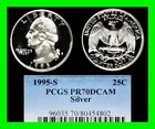 1995-S Washington Quarter Silver Proof PCGS PR70DCAM Deep Cameo