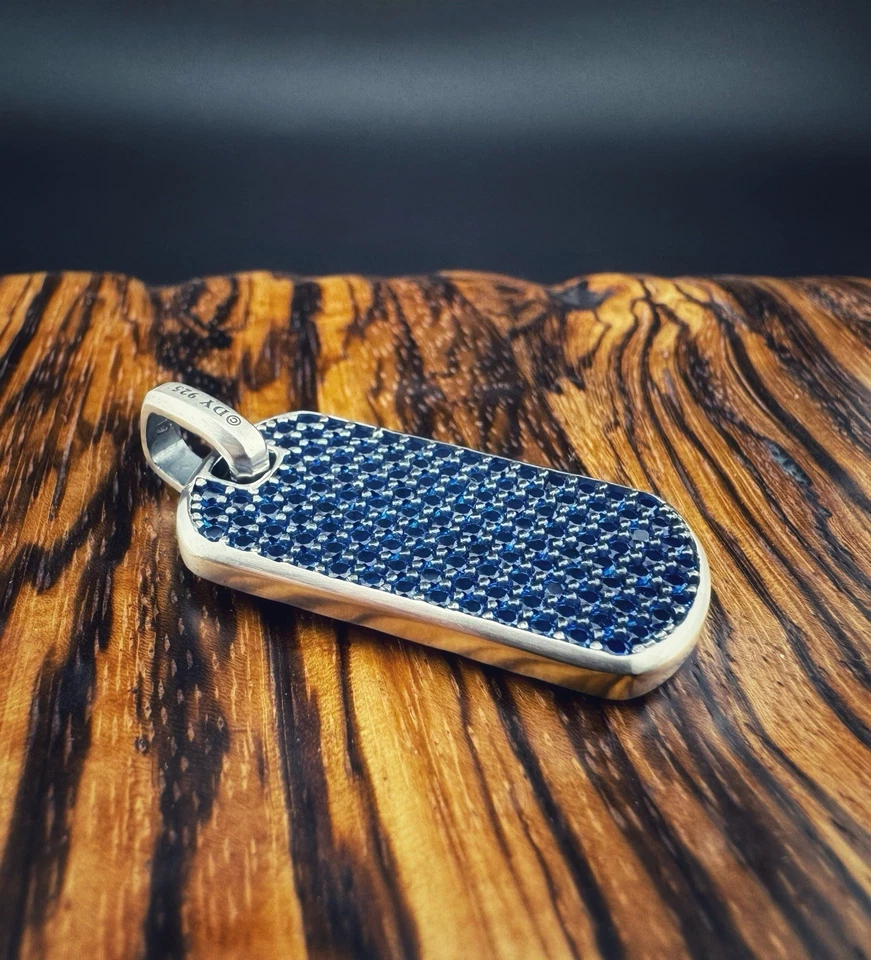 Colgante David Yurman Streamline 35 mm zafiro etiqueta de perro plata de ley solamente Foto 2 de 4