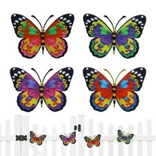 4-teiliges Schmetterlings-Wanddekor, handbemalte Dekorationen, Metall-Wandkunst-