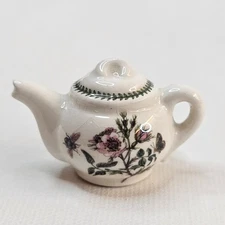 Botanical Garden Teapot Brooch Scatter Porcelain Unmarked Lapel Pin