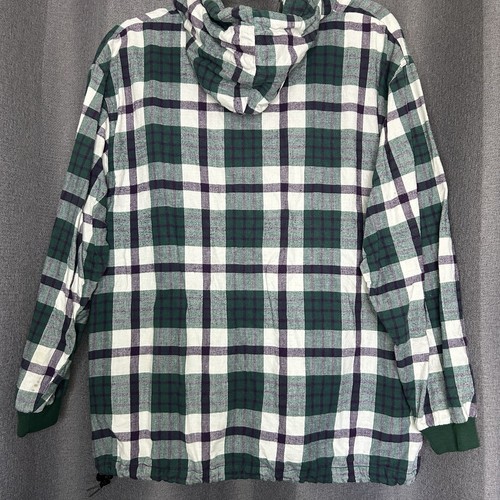 LL Bean Henley Flannel Hoodie Kids Size X-Large Scotch Plaid Vintage USA - Picture 6 of 6