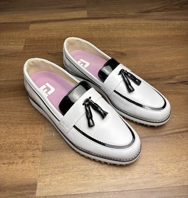 FootJoy FJ Sandy #92383 Women s Golf Loafers White Black Tassel Size 8.5M