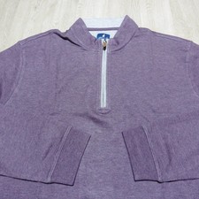 Johnnie-O Men's XL Golf Sully 1/4 Zip Pullover Sweater Royal Plum LS Flawed