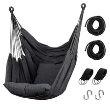 Hammock Chair Hanging Rope Swing Seat for Indoor Outdoor, 300Lbs Capacity