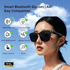 AI Smart Glasses Hands-Free Calls Touch Control IPX4 Waterproof Bluetooth 5.4