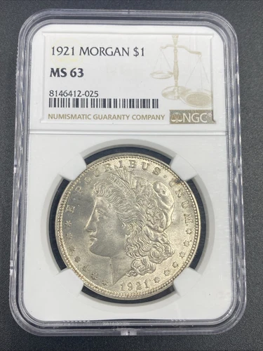 1921 Morgan Silver Dollar NGC MS 63