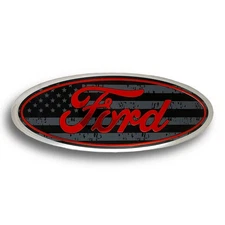 Grille or Tailgate RED on FLAG Emblem - 9" Logo Badge for Ford Trucks