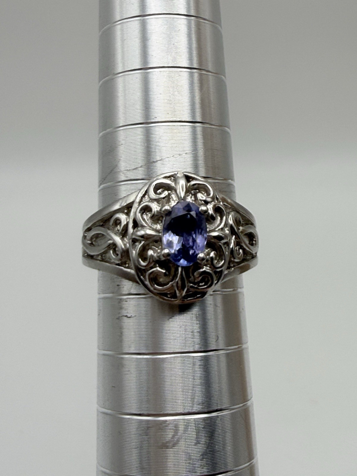 Sterling Silver Ring W/ Lab Created Tanzanite Siz… - image 6