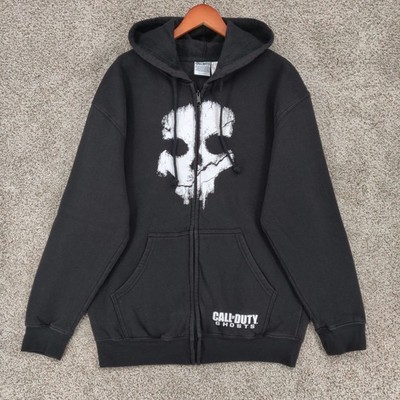 Call Of Duty Ghosts Hoodie Mens Large Black Full Zip Sweatshirt Graphic Y2k 