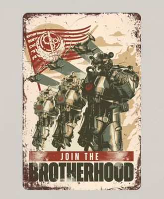Fallout Brotherhood of Steel Metal Wall Art Sign- Vintage Gaming Decor -NEW 8x12