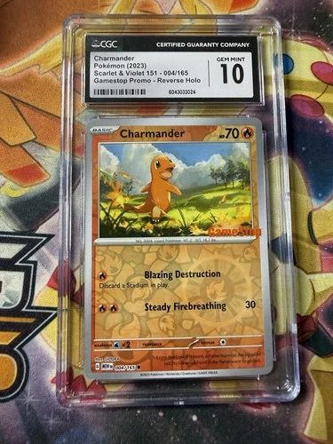 2023 POKEMON MEW EN-151 GAMESTOP EXCLUSIVE #004 CHARMANDER CGC 10