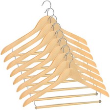 Tosnail 8 Pack Wooden Suit Coat Hangers with 17.5" x 10.25" x 0.4", Beige 