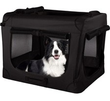  NEW IN BOX Collapsible Dog Crate with Divider Panel 23  x 32  x 23   Black 