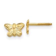 Madi K Kid's Earrings 14K Yellow Gold Polished 5mm Butterfly Screwback