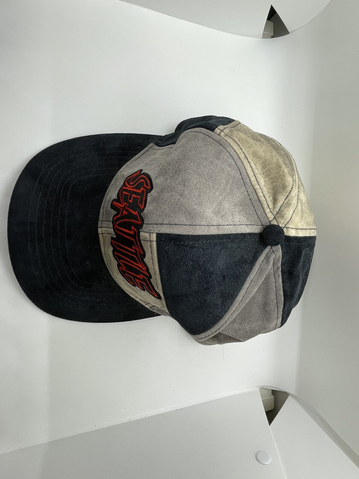 Vintage Seattle Hat Suede Patchwork 5 Panel Adjus… - image 3