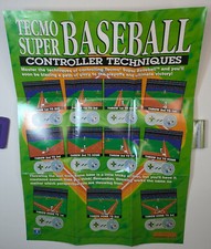 Tecmo Super Baseball Insert Quicksheet Poster SNES Controller Techniques