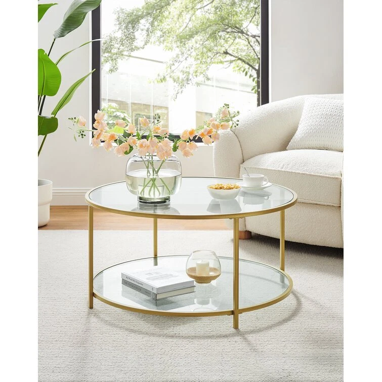 Modern Glass Coffee Table With Storage Living Room Furniture Tea Coffee Table