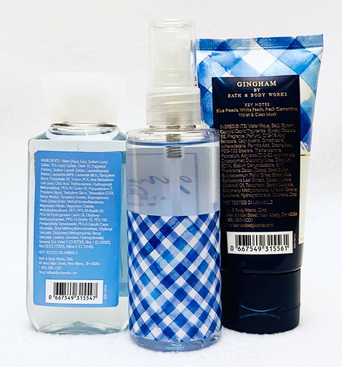 3pc SET Bath Body Works GINGHAM Travel Size Mist Cream Wash Gel | eBay