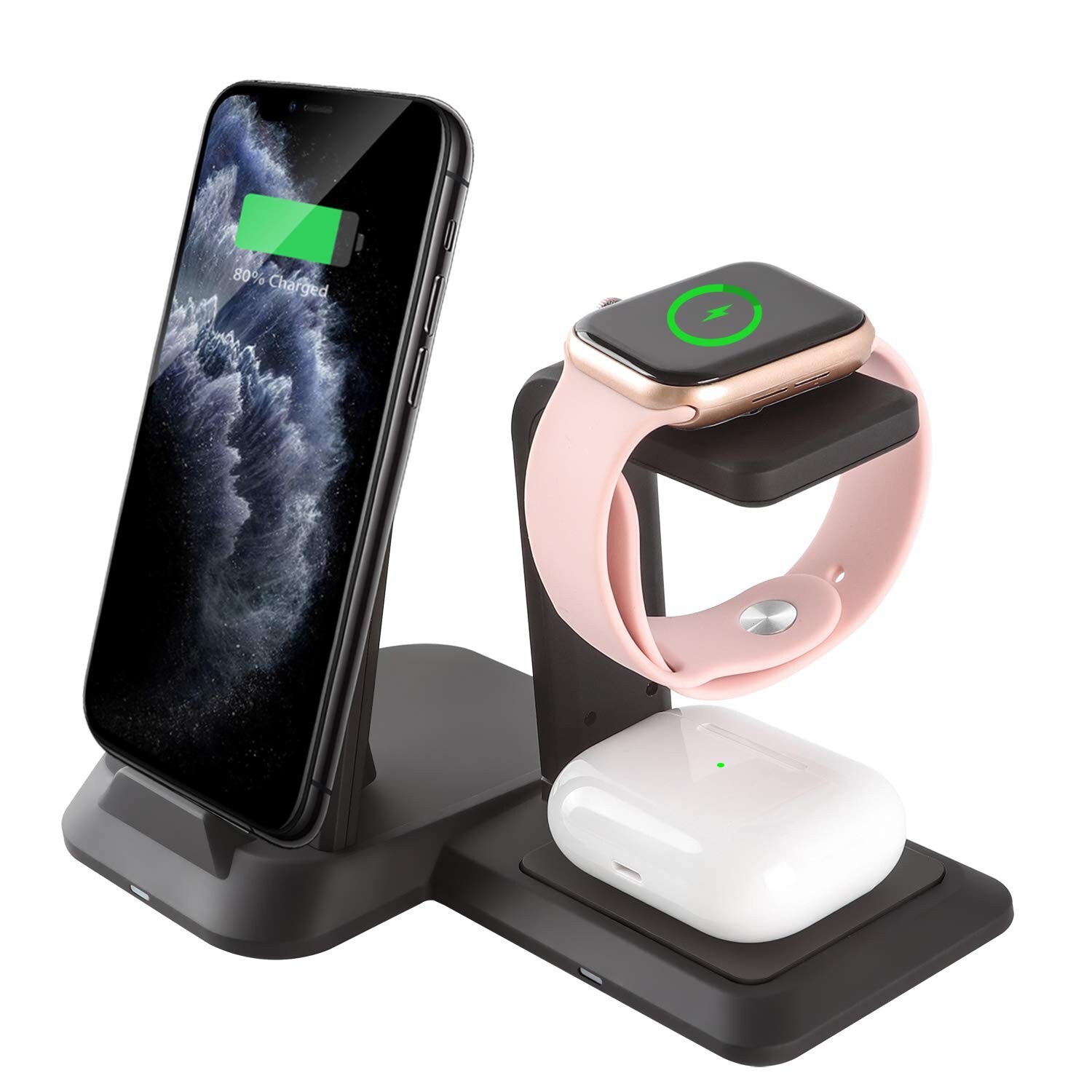 3-in-1 Qi-Certified Wireless Charging Station for iPhone Apple Devices