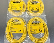 (4) Turck PKG 3M-3 Cordset 3-Pin to Pigtail Cable M8 Female