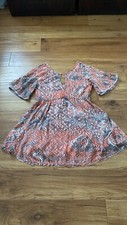 Free People Orange Paisley Sleeve Tunic Mini Dress  S