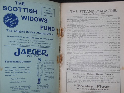 THE STRAND MAGAZINE; October 1909 - inc Hall Caine, Caruso, W W Jacobs, Golf - Imagen 2 de 12