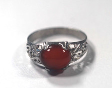 VINTAGE BUTTERSCOTCH AMBER  STERLING SILVER FILIGREE RING SIZE 8