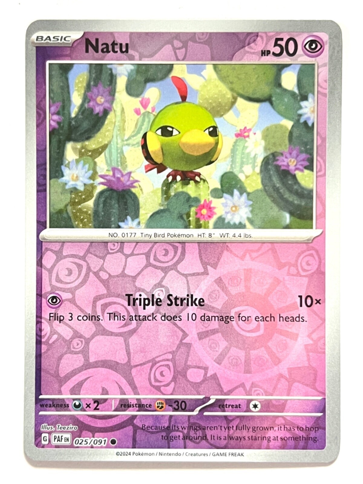 Natu - 025/091  - Reverse Holo - Paldean Fates - NM/M