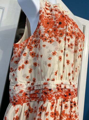 ModCloth Orange And Cream Floral Dress Plus 1x Spring Easter - Picture 4 of 6