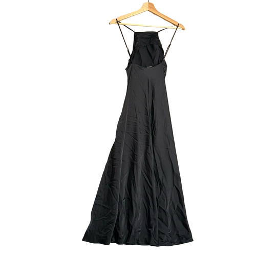 ASTR The Label Satin Maxi Dress Womens XS Black Halter Neck Spaghetti Strap - Picture 2 of 6