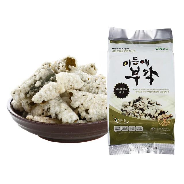 8 Pack Korean Seaweed Sweet Rice Crisps Kelp Flavor Crunch Bites Snack Non-GMO
