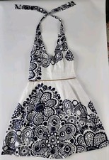 Nine West Size 4 Halter Dress NWT White With Floral Design MSRP $134.00
