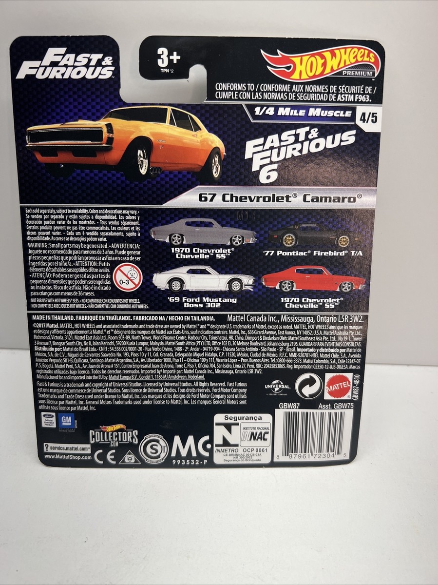 Hot Wheels Fast & Furious Premium 1/4 Mile Muscle 4/5 '67